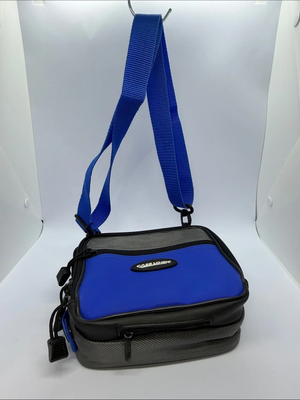 Blue and Gray Men's Messenger Crossbody